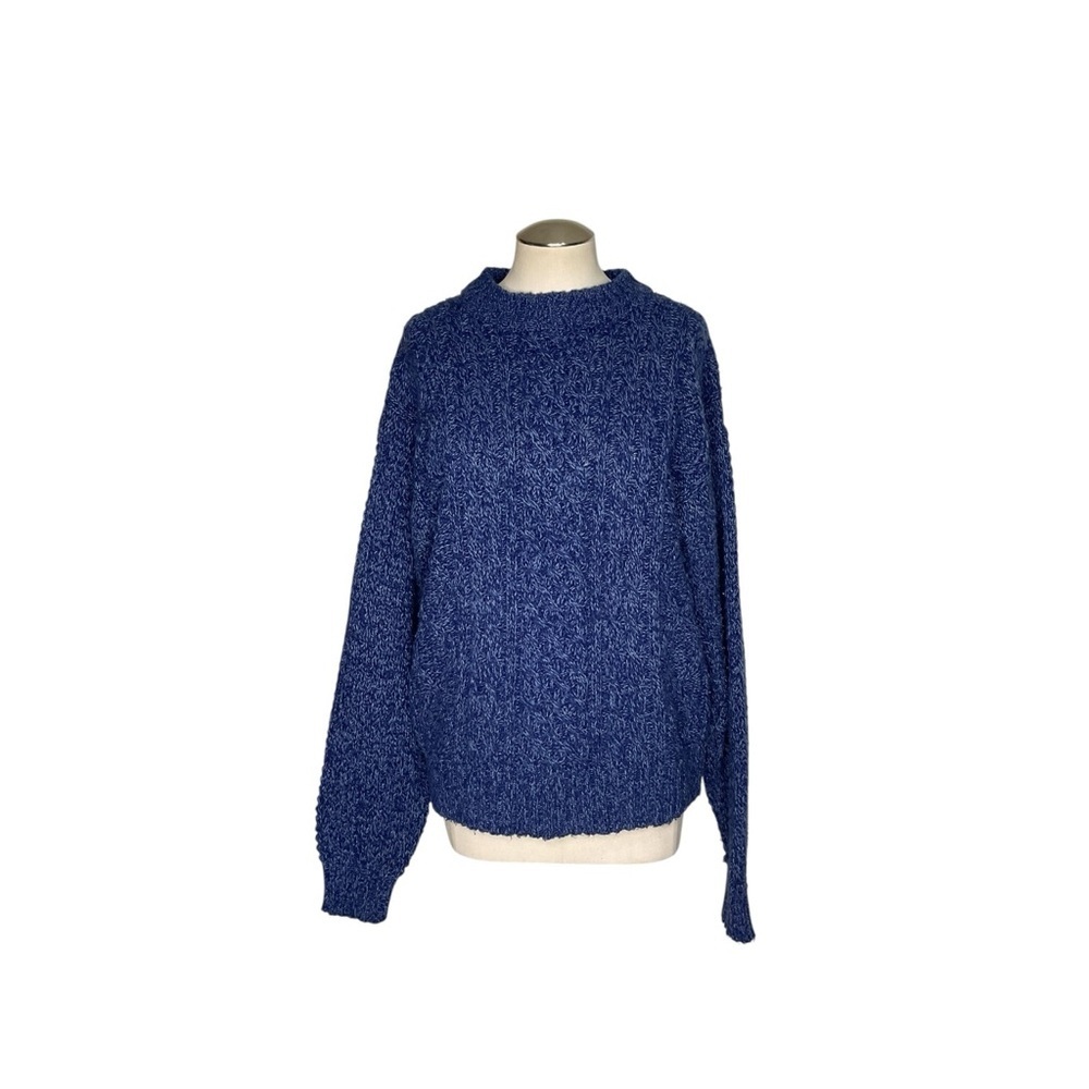 Vintage Claybrooke Marled Blue Knit Sweater Made in Korea Size Large